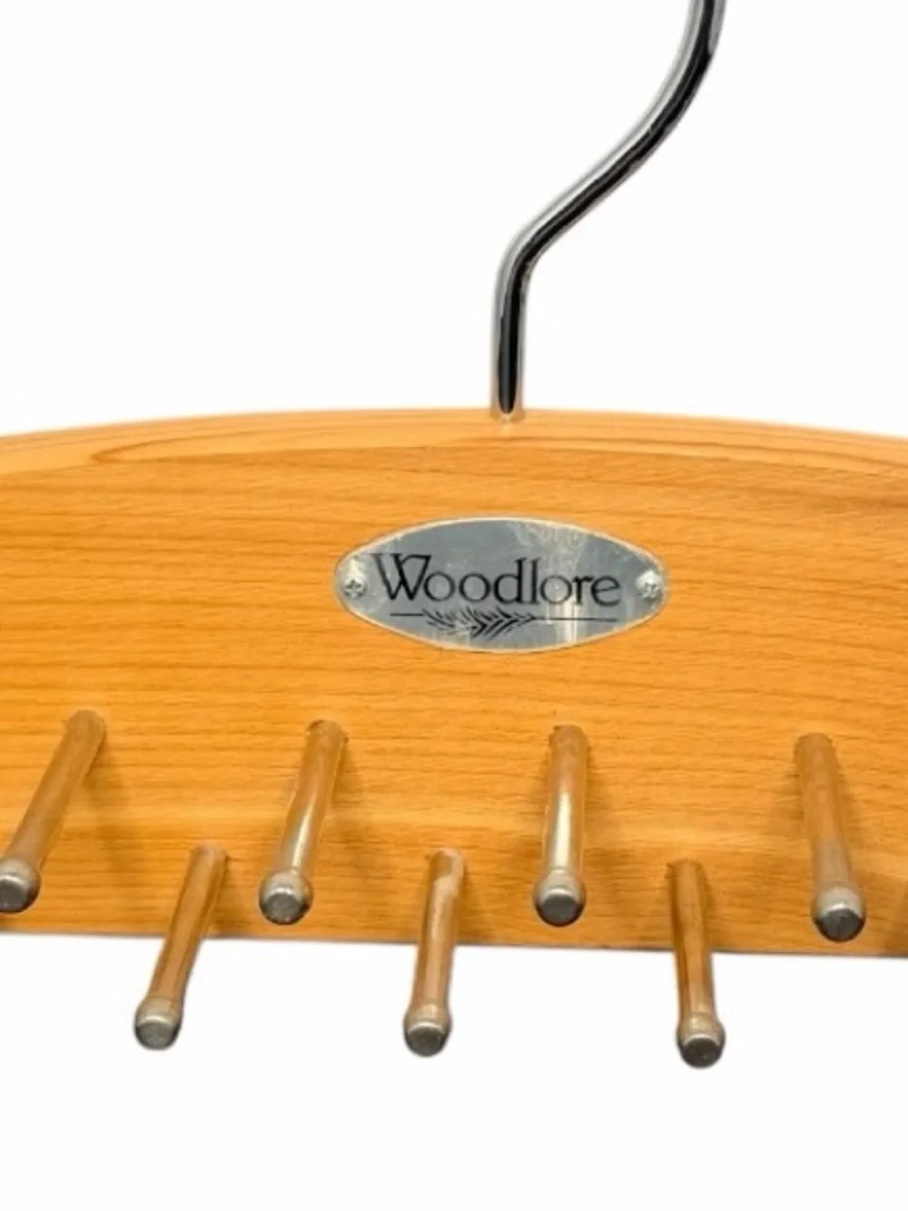 Woodlore Wooden Tie, Belt and Scarf Hangers - Honey stain with Brass Pegs